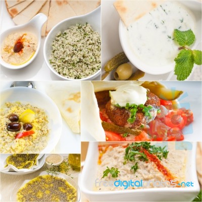 Arab Middle Eastern Food Collage Stock Photo