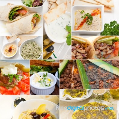 Arab Middle Eastern Food Collage Stock Photo