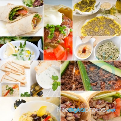 Arab Middle Eastern Food Collage Stock Photo