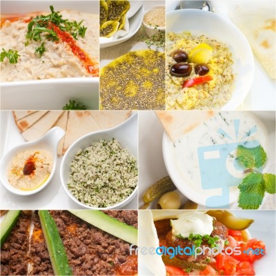 Arab Middle Eastern Food Collage Stock Photo