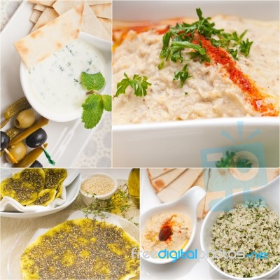 Arab Middle Eastern Food Collage Stock Photo