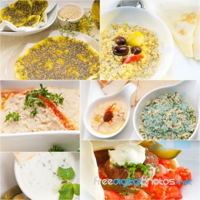 Arab Middle Eastern Food Collage Stock Photo