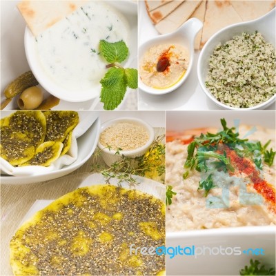 Arab Middle Eastern Food Collage Stock Photo