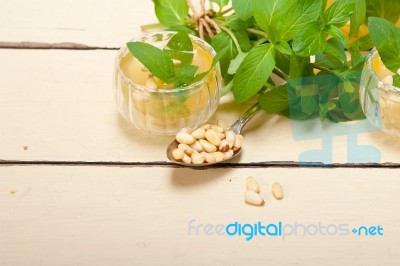 Arab Traditional Mint And Pine Nuts Tea Stock Photo