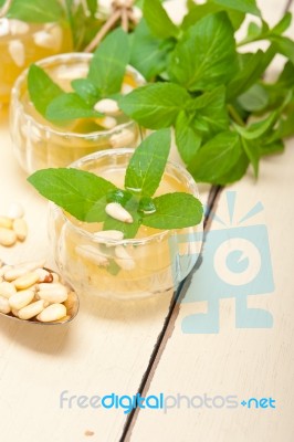 Arab Traditional Mint And Pine Nuts Tea Stock Photo