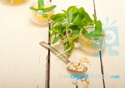 Arab Traditional Mint And Pine Nuts Tea Stock Photo