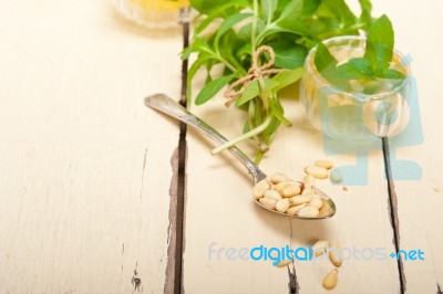 Arab Traditional Mint And Pine Nuts Tea Stock Photo