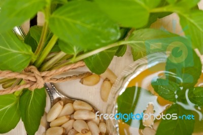 Arab Traditional Mint And Pine Nuts Tea Stock Photo