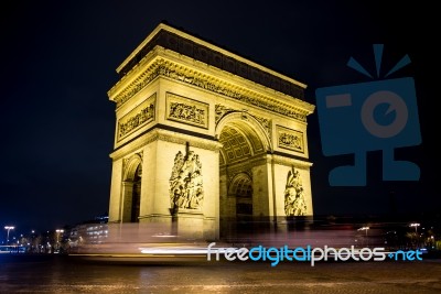 Arc De Triomph At Night Stock Photo