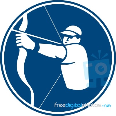 Archer Bow Arrow Circle Icon Stock Image