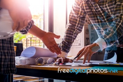 Architect Design Project Meeting Discussion Concept Wite Dark An… Stock Photo