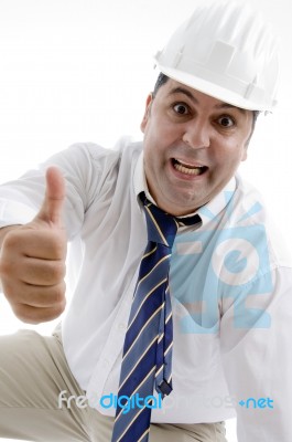 Architect Showing Approval Gesture Stock Photo