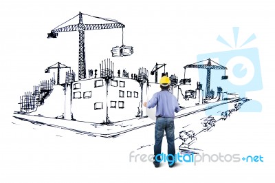 Architect Sketching Stock Photo