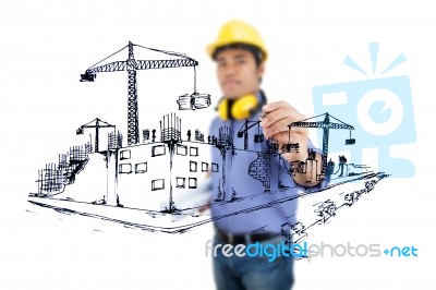 Architect Sketching Stock Photo