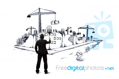 Architect Sketching Stock Photo