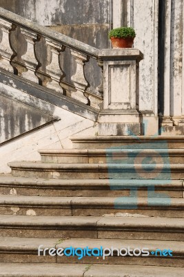 Architectural Detail Of A Antique Staircase With Stone Steps Stock Photo