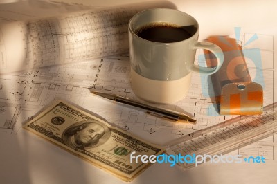 Architectural Project Planning Stock Photo