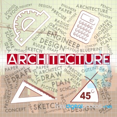 Architecture Drawing Represents Building Design And Plans Stock Image