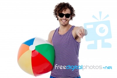 Are You Ready For A Beach Ball Game? Stock Photo