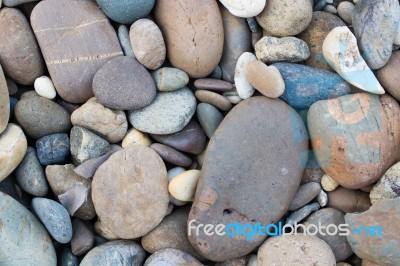 
Area Paved With Stones Of Many Colors. Walking Foot Comfort Sof… Stock Photo