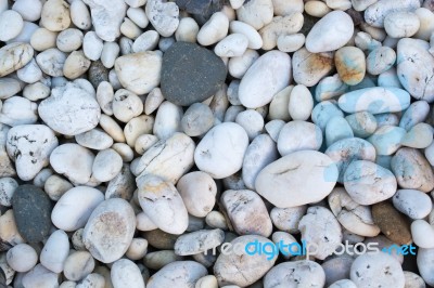 
Area Paved With Stones Of Many Colors. Walking Foot Comfort Sof… Stock Photo