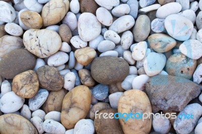 
Area Paved With Stones Of Many Colors. Walking Foot Comfort Sof… Stock Photo