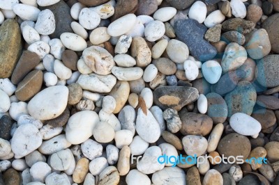 
Area Paved With Stones Of Many Colors. Walking Foot Comfort Sof… Stock Photo