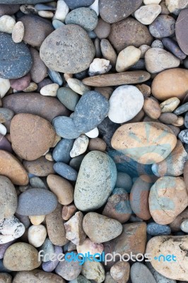 
Area Paved With Stones Of Many Colors. Walking Foot Comfort Sof… Stock Photo