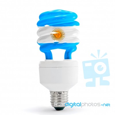 Argentina Flag On Energy Saving Lamp Stock Photo