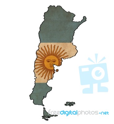 Argentina Map On Argentina Flag Drawing ,grunge And Retro Flag S… Stock Image