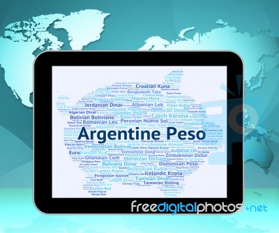 Argentine Peso Shows Worldwide Trading And Argentina Stock Image