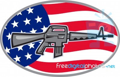 Armalite M-16 Colt Ar-15 Assault Rifle Flag Stock Image