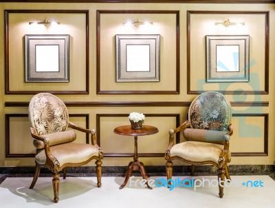 Armchairs In Living Room Stock Photo