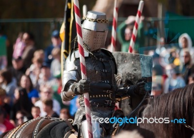 Armored Joust Knight Stock Photo