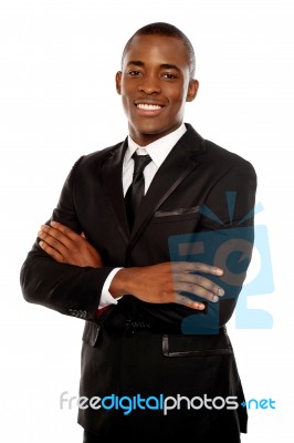 Arms Crossed African Businessman Stock Photo