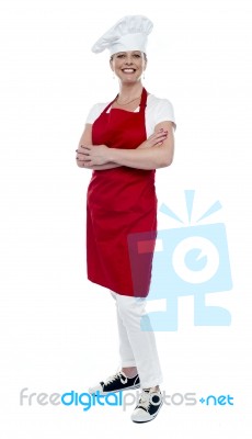 Arms Crossed Female Cook Stock Photo