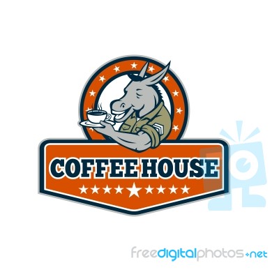 Army Sergeant Donkey Coffee House Cartoon Stock Image