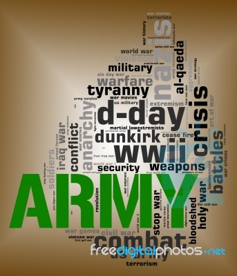 Army Word Shows Defense Forces And Armed Stock Image