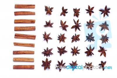 Aromatic Cinnamon Sticks And Star Anise Stock Photo