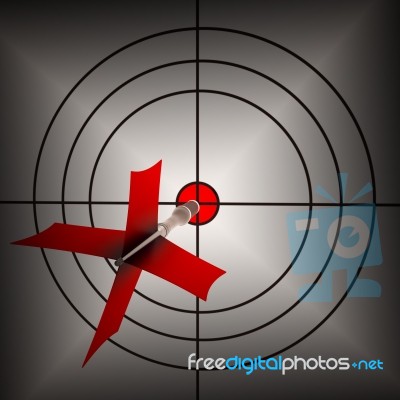 Arrow Aiming On Dartboard Shows Aiming Accuracy Stock Image