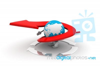 Arrow Around Earth Stock Image