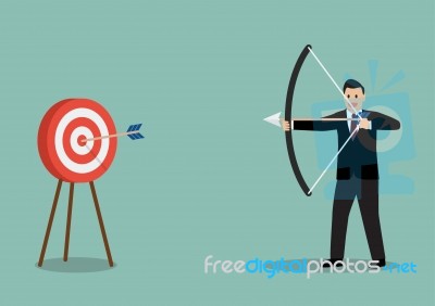 Arrow Hitting Target Stock Image