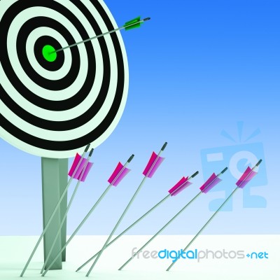 Arrow On Dartboard Showing Efficiency Stock Image