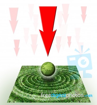 Arrow Pointing Green World Stock Image