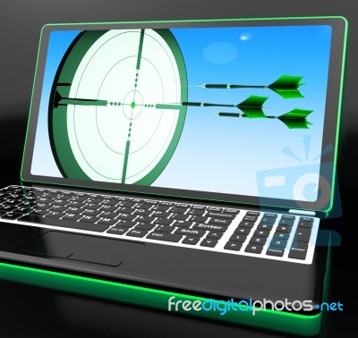 Arrows Aiming On Laptop Showing Extreme Accuracy Stock Image