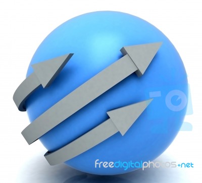 Arrows Blue Sphere Shows Direction Stock Image