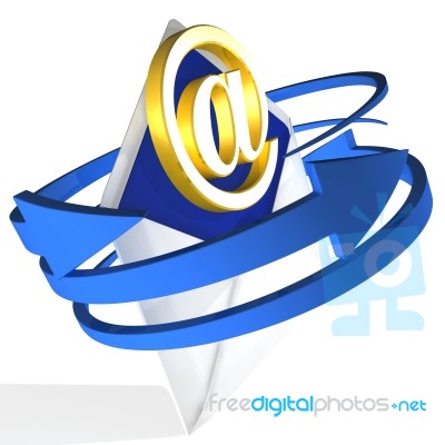 Arrows Circling Envelope Shows E-mail Stock Image