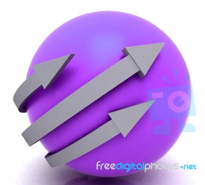 Arrows Purple Sphere Shows Direction Stock Image