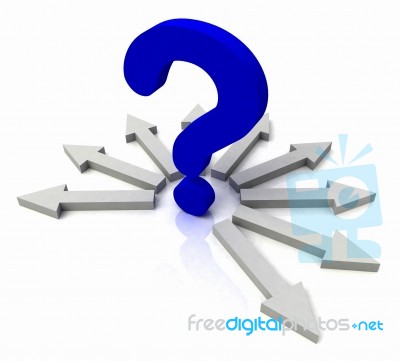 Arrows Surrounding Blue Question Shows Choice Stock Image