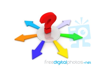 Arrows Surrounding Red Question Stock Image